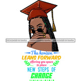 Afro Girl Graduation Quote Successful Student Certificate College Illustration SVG JPG PNG Vector Clipart Cricut Silhouette Cut Cutting