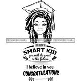 Afro Woman Graduate Wearing Cap Life Quotes Academic Achievement Diploma Graduation Dreadlocks Hairstyle B/W SVG JPG PNG Cutting Files For Silhouette Cricut More