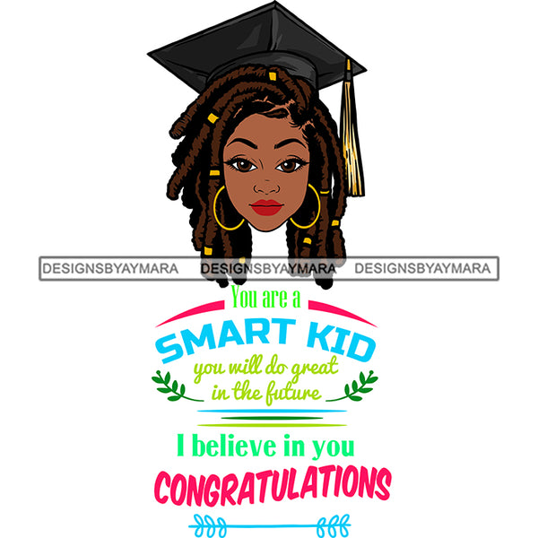 Afro Girl Graduation Quote Successful Student Certificate College Illustration SVG JPG PNG Vector Clipart Cricut Silhouette Cut Cutting