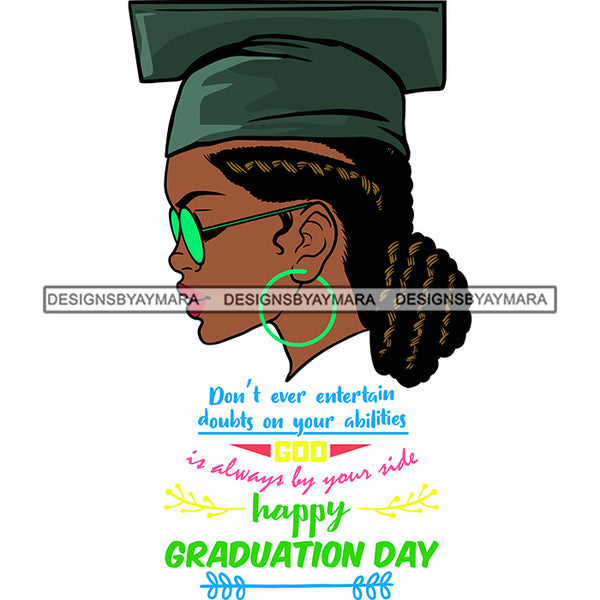 Afro Girl Graduation Quote Optimistic Student Certificate College Illustration SVG JPG PNG Vector Clipart Cricut Silhouette Cut Cutting