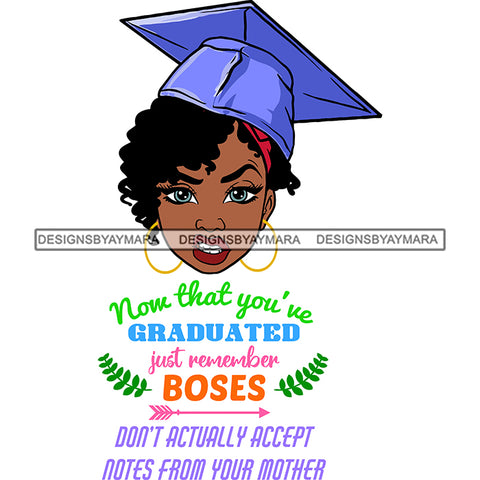 Afro Girl Graduation Quote Outstanding Student Certificate College Illustration SVG JPG PNG Vector Clipart Cricut Silhouette Cut Cutting