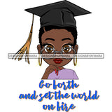 Afro Woman Graduate Wearing Cap Big Eyes Glasses Life Quotes Achievement Graduation Short Hairstyle SVG JPG PNG Cutting Files For Silhouette Cricut More