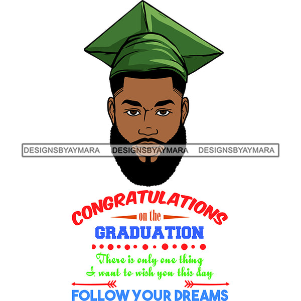 Afro Man Graduation Quote Successful Student Certificate College Illustration SVG JPG PNG Vector Clipart Cricut Silhouette Cut Cutting