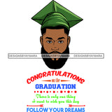 Afro Man Graduate Wearing Cap Life Quotes Beard Academic Achievement Diploma Graduation SVG JPG PNG Cutting Files For Silhouette Cricut More