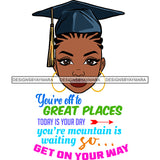 Afro Girl Graduation Quote Ceremony Class 2021 Certificate College Illustration SVG JPG PNG Vector Clipart Cricut Silhouette Cut Cutting