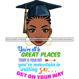Afro Woman Graduate Wearing Cap Life Quotes Academic Achievement Diploma Graduation Cornrows Hairstyle SVG JPG PNG Cutting Files For Silhouette Cricut More