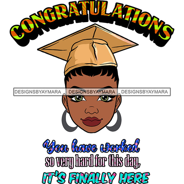 Afro Girl Graduation Quote Ceremony Students Certificate College Illustration SVG JPG PNG Vector Clipart Cricut Silhouette Cut Cutting