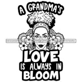 Grandma Love Happy Mother's Day Celebration Granny Life Quotes Flowers B/W SVG JPG PNG Vector Clipart Cricut Silhouette Cut Cutting