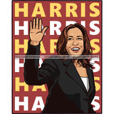 VP Kamala Harris Waving Color Background JPG PNG  Clipart Cricut Silhouette Cut Cutting
