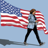 Kamala Harris Stepping In Her Chucks Flag Waving JPG PNG  Clipart Cricut Silhouette Cut Cutting