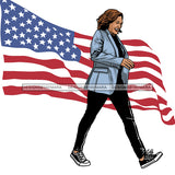 Kamala Harris Stepping In Her Chucks Flag Waving JPG PNG  Clipart Cricut Silhouette Cut Cutting