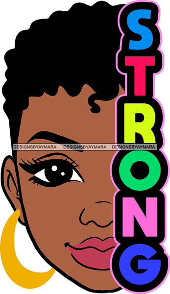 Gorgeous Black Woman Half Face Colorful Strong Life Illustration SVG JPG PNG Vector Clipart Cricut Silhouette Cut Cutting