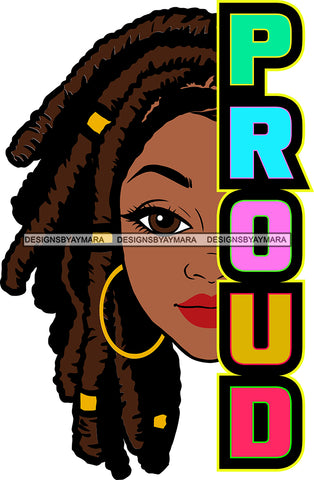 Gorgeous Black Woman Half Face Colorful Earrings Dreadlocks Hairstyle Illustration SVG JPG PNG Vector Clipart Cricut Silhouette Cut Cutting