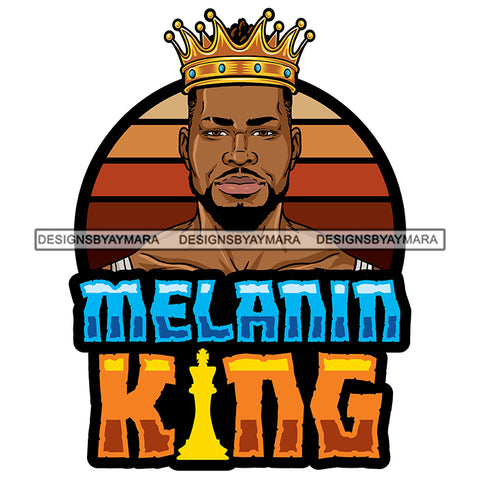 Melanin King Sexy Man Father Crown Kingdom Banner Illustration SVG JPG PNG Vector Clipart Cricut Silhouette Cut Cutting