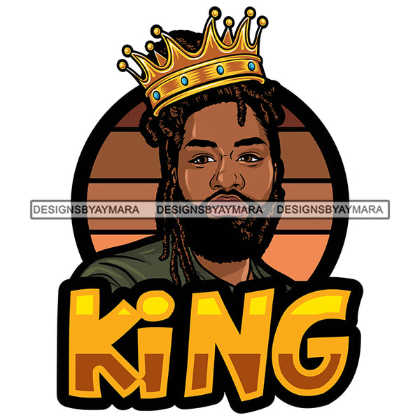 Melanin King Sexy Man Crowned Authority Kingdom Banner Illustration SVG JPG PNG Vector Clipart Cricut Silhouette Cut Cutting
