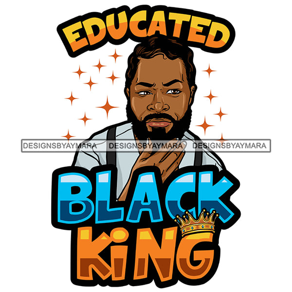 Melanin King Sexy Afro Man Educated Authority Boss Banner Illustration SVG JPG PNG Vector Clipart Cricut Silhouette Cut Cutting