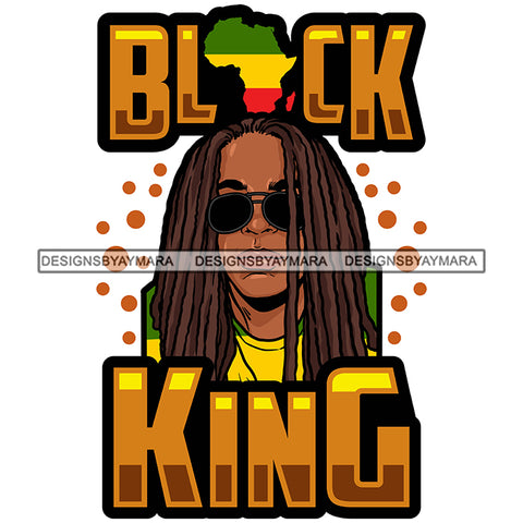 Melanin King Sexy Man Sunglasses Proud Rasta Africa Map Banner Illustration SVG JPG PNG Vector Clipart Cricut Silhouette Cut Cutting