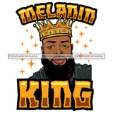 Melanin King Afro Sexy Man Beard Crowned Royalty Banner Illustration SVG JPG PNG Vector Clipart Cricut Silhouette Cut Cutting