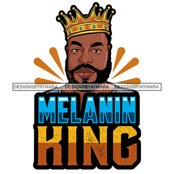 Melanin King Afro Sexy Man Crown Royalty Castle Banner Illustration SVG JPG PNG Vector Clipart Cricut Silhouette Cut Cutting