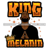 Melanin King Afro Sexy Man Beard Crowned Kingdom Banner Illustration SVG JPG PNG Vector Clipart Cricut Silhouette Cut Cutting