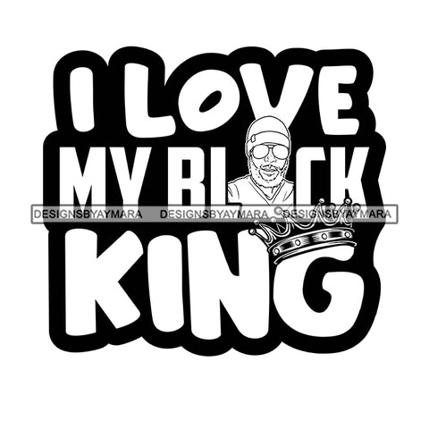 Melanin King Afro Sexy Man Crown Royalty Banner Illustration B/W SVG JPG PNG Vector Clipart Cricut Silhouette Cut Cutting