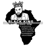 Africa Map Silhouette Melanin King Quote Crown Royalty Banner Illustration B/W SVG JPG PNG Vector Clipart Cricut Silhouette Cut Cutting