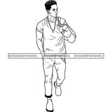 Handsome Sexy Afro Man Bag Necklace Casual Fashion Style Illustration B/W SVG JPG PNG Vector Clipart Cricut Silhouette Cut Cutting
