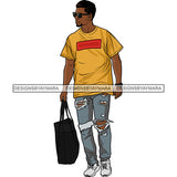 Handsome Sexy Afro Man Tote Bag Sunglasses Fashion Style Illustration SVG JPG PNG Vector Clipart Cricut Silhouette Cut Cutting
