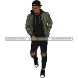 Handsome Sexy Afro Man Hoodie Jacket Backward Baseball Cap Fashion Style SVG JPG PNG Vector Clipart Cricut Silhouette Cut Cutting