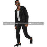 Handsome Sexy Afro Man Confident Sunglasses Jacket Fashion Style SVG JPG PNG Vector Clipart Cricut Silhouette Cut Cutting