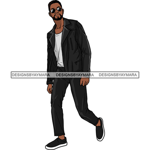 Handsome Sexy Afro Man Confident Sunglasses Jacket Fashion Style SVG JPG PNG Vector Clipart Cricut Silhouette Cut Cutting