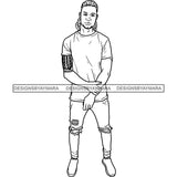 Handsome Sexy Afro Man Confident Tattoo Trendy Fashion Style Illustration B/W SVG JPG PNG Vector Clipart Cricut Silhouette Cut Cutting