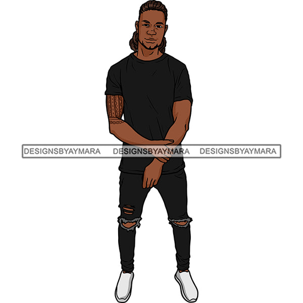 Handsome Sexy Afro Man Confident Tattoo Trendy Fashion Style Illustration SVG JPG PNG Vector Clipart Cricut Silhouette Cut Cutting
