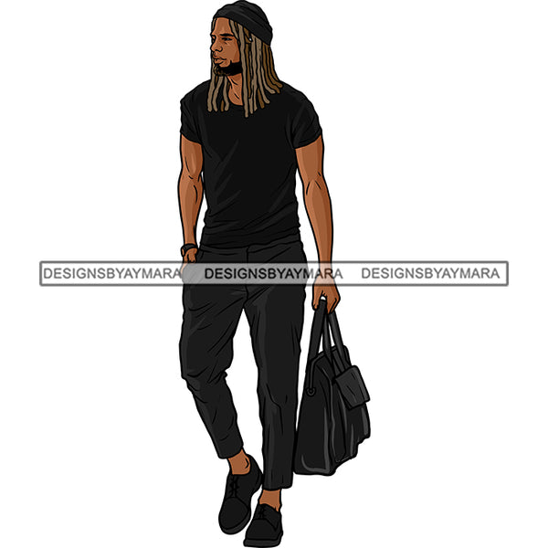 Handsome Sexy Afro Man Beanie Dreadlocks Tote Bag Fashion Style SVG JPG PNG Vector Clipart Cricut Silhouette Cut Cutting