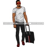 Handsome Sexy Afro Man Sunglasses Spinner Wheel Luggage Short Hairstyle SVG JPG PNG Vector Clipart Cricut Silhouette Cut Cutting
