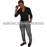 Handsome Sexy Afro Man Glasses Long Sleeve Shirt Trendy Fashion Style SVG JPG PNG Vector Clipart Cricut Silhouette Cut Cutting