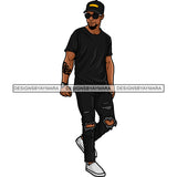Handsome Sexy Afro Man Tattoo Fashionable Sunglasses T-shirt Fashion Style SVG JPG PNG Vector Clipart Cricut Silhouette Cut Cutting