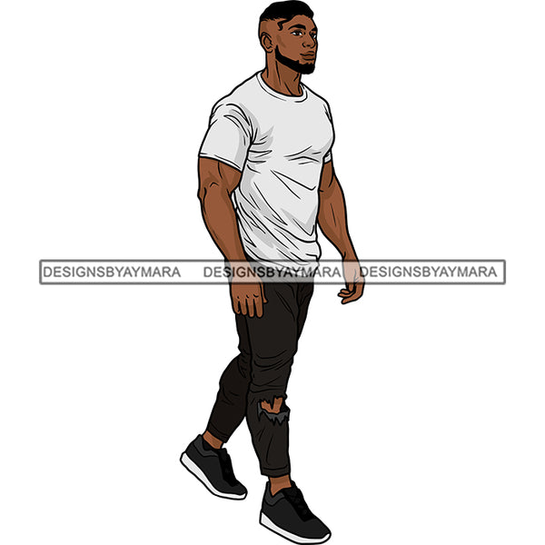 Handsome Sexy Afro Man Muscular Athletic T-Shirt Jeans Fashion Style SVG JPG PNG Vector Clipart Cricut Silhouette Cut Cutting