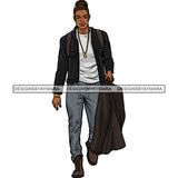 Handsome Sexy Afro Man Bun Dreadlocks Hairstyle Carrying Jacket Fashion Style SVG JPG PNG Vector Clipart Cricut Silhouette Cut Cutting