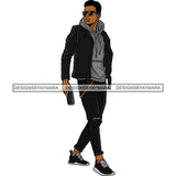 Handsome Sexy Afro Man Holding Soda Can Sunglasses Hoodie Jacket Fashion Style SVG JPG PNG Vector Clipart Cricut Silhouette Cut Cutting