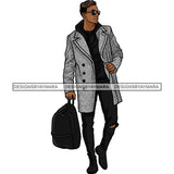 Handsome Sexy Afro Man Backpack Sunglasses Coat Trendy Fashion Style SVG JPG PNG Vector Clipart Cricut Silhouette Cut Cutting