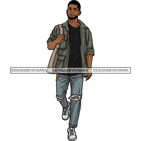 Handsome Sexy Afro Man Beard Short Hairstyle Tote Bag Casual Fashion Style SVG JPG PNG Vector Clipart Cricut Silhouette Cut Cutting