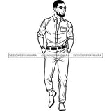 Handsome Afro Man Successful Sunglasses Casual Fashion Style B/W SVG JPG PNG Vector Clipart Cricut Silhouette Cut Cutting