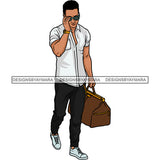 Handsome Afro Man Doctor's Bag Sunglasses Casual Fashion Style SVG JPG PNG Vector Clipart Cricut Silhouette Cut Cutting