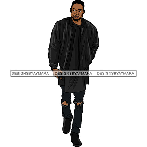 Handsome Sexy Afro Man Jacket Pants Trendy Fashion Style Illustration SVG JPG PNG Vector Clipart Cricut Silhouette Cut Cutting