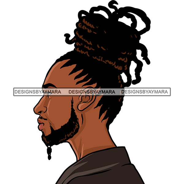 Afro Man Profile Handsome Braided Goatee Braided Dreads Hairstyle SVG JPG PNG Vector Clipart Cricut Silhouette Cut Cutting