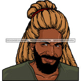 Afro Man Portrait Handsome Smiling Bearded Dreads Hairstyle SVG JPG PNG Vector Clipart Cricut Silhouette Cut Cutting
