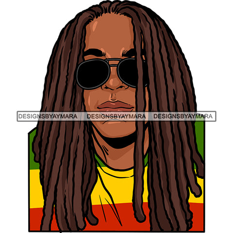 Afro Man Portrait Handsome Guy Sunglasses Dreadlocks Hairstyle Rasta T-Shirt SVG JPG PNG Vector Clipart Cricut Silhouette Cut Cutting