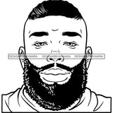 Afro Man Portrait Photo Good Looking Bearded Short Hairstyle Illustration B/W SVG JPG PNG Vector Clipart Cricut Silhouette Cut Cutting