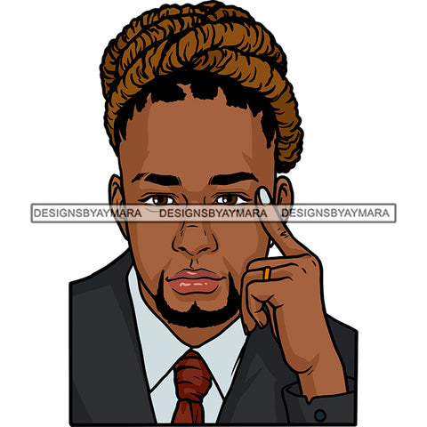 Afro Man Portrait Handsome Guy Dreadlocks Hairstyle Elegant Suit Fashion Style SVG JPG PNG Vector Clipart Cricut Silhouette Cut Cutting